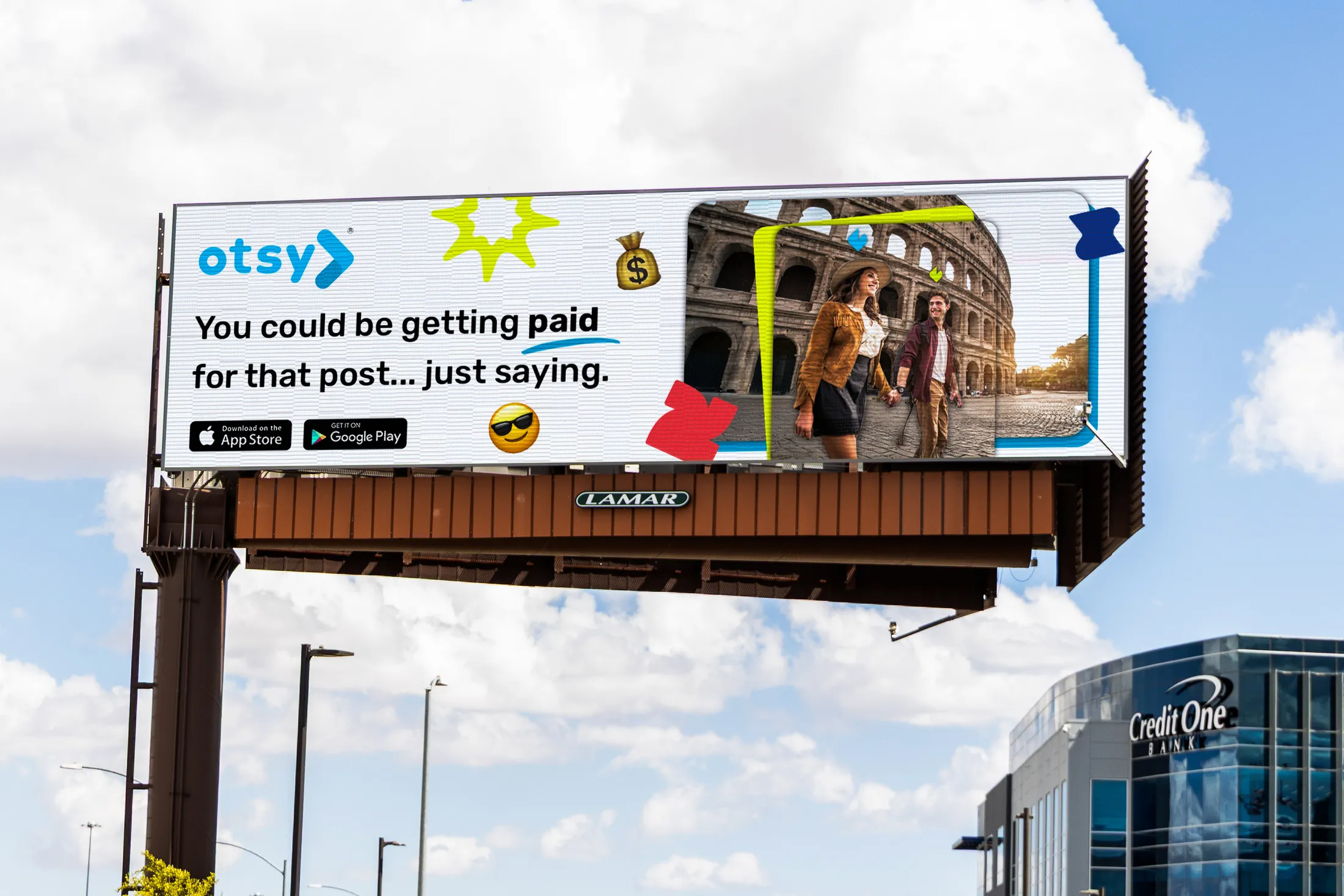 Otsy creative on a digital billboard along the 215 Beltway, Las Vegas.